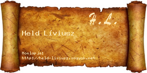 Held Líviusz névjegykártya